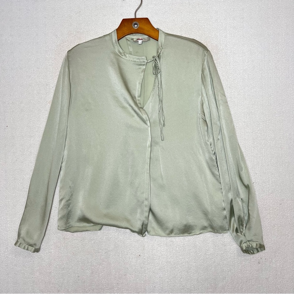 ‼️RARE‼️ Vince Mint Long Sleeve Silk Womens Blouse Size XS